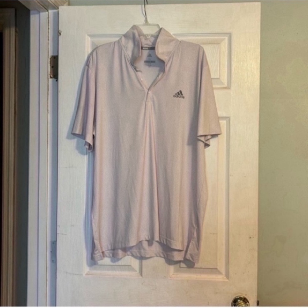 Adidas White and Pink Polo Shirt Soft Cotton Blend